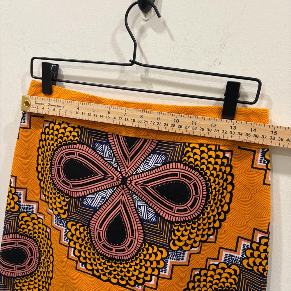 Maeve Anthropoligie Orange Printed Pencil Skirt bold abstract shapes Size 6 - Picture 8 of 8